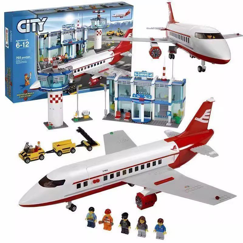 Compatível com blocos da série LEGO City, avião de passageiros civil de grande porte 60104 B V4HZ