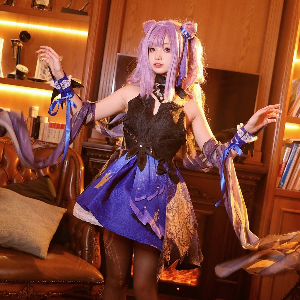 Yuanshen cos roupas gravadas ensolaradas cos roupas pele Neon pian cosplay roupas femininas festa de jardim