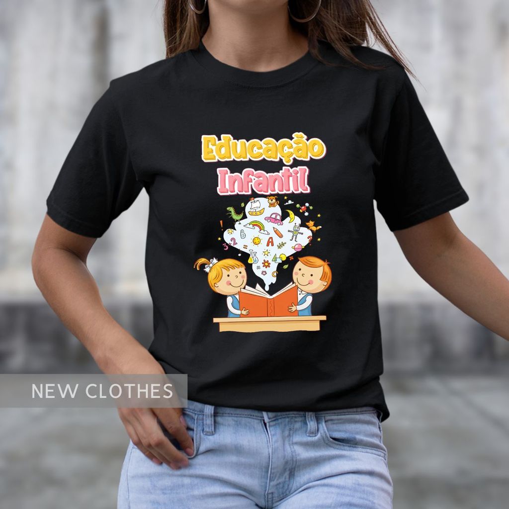 Camiseta Babylook Educação Infantil Pedagogia Professora Escola Lúdica Alfabetização Criativa