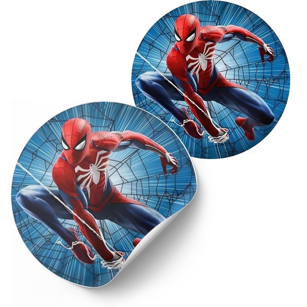 Adesivo Redondo Homem aranha adulto - 4cm Kit decoração de Lembrancinha Festa Infantil  Papelaria Personalizada Temática