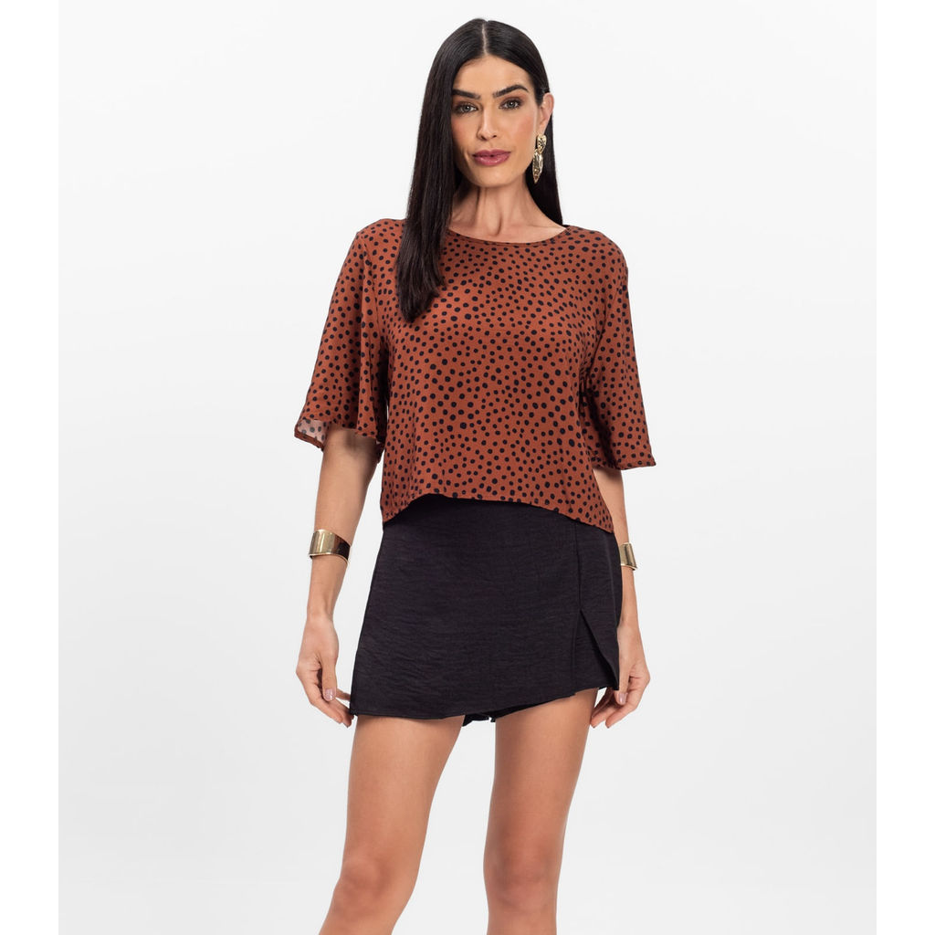 Short Saia Curto Feminino Com Fenda Berry & Co Preto em Oferta na Shopee