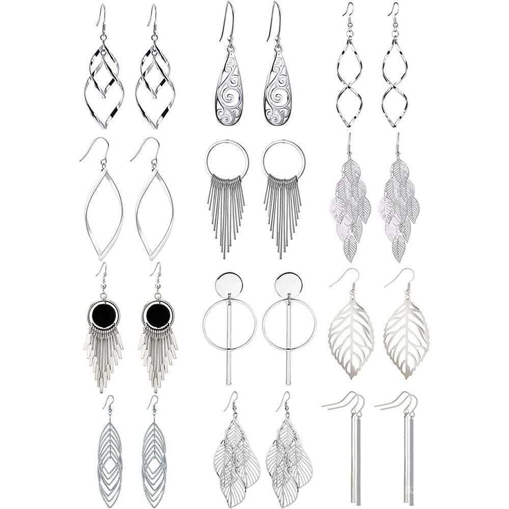 12 Pares de Brincos Pendentes Boho, Joias de Moda Vintage, Conjunto de Brincos Boho Boêmios para Mulheres