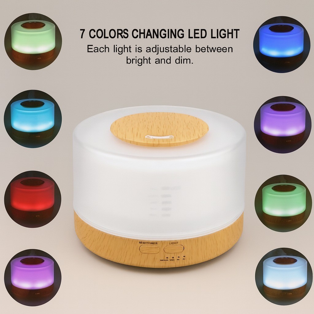 Difusor de Aromas e Umidificador de Ar 500ml RGB Controle Remoto Timer 8W 100240V ABS Marfim P.HQ