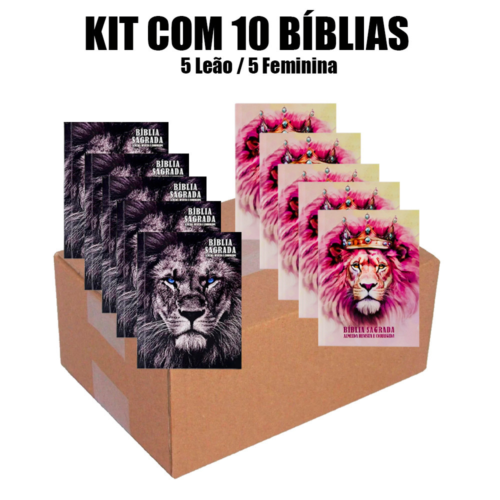 Kit 10 Bíblias brochura | Edição de Promessas para Evangelizar - 5 Leão e 5 Feminina em Oferta na Shopee