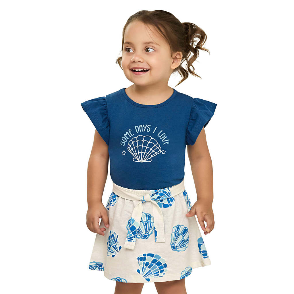Conjunto Infantil Menina Conchas Elian Azul