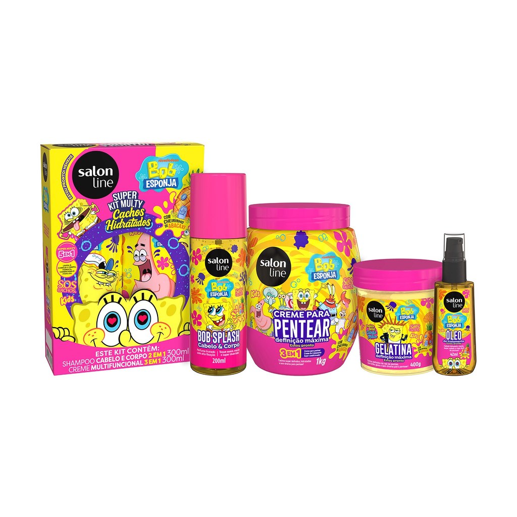 Kit Completo SOS Cachos Kids Bob Esponja Abacaxi em Oferta na Shopee