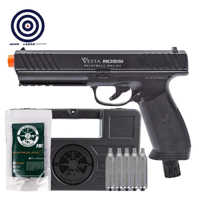 Pistola .50 CO2 Vesta PDW50 Defense Rossi Paintball + CO2 + Maleta Rigida + Esferas + Alvos