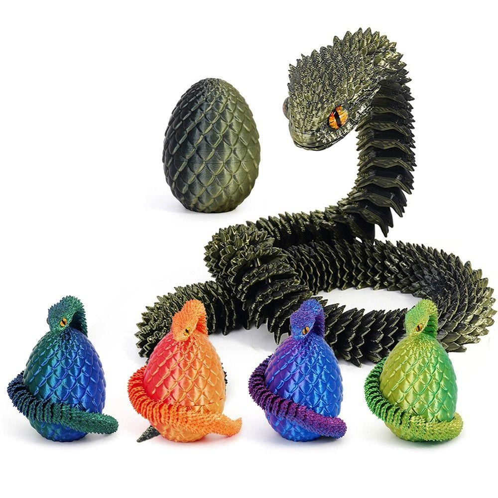Brinquedo Articulado Cobra Dragão com Ovo – Flexível Anti-Stress e Decoração Criativa