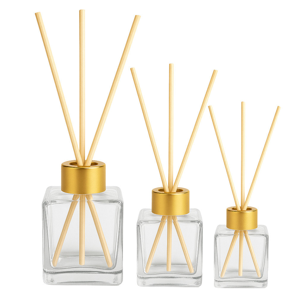 Kit 15 Frascos de Vidro Cubo – 50ML, 100ML, 200ML Ou 250ML - Difusor  - 15 unidades - Rosca 28/410