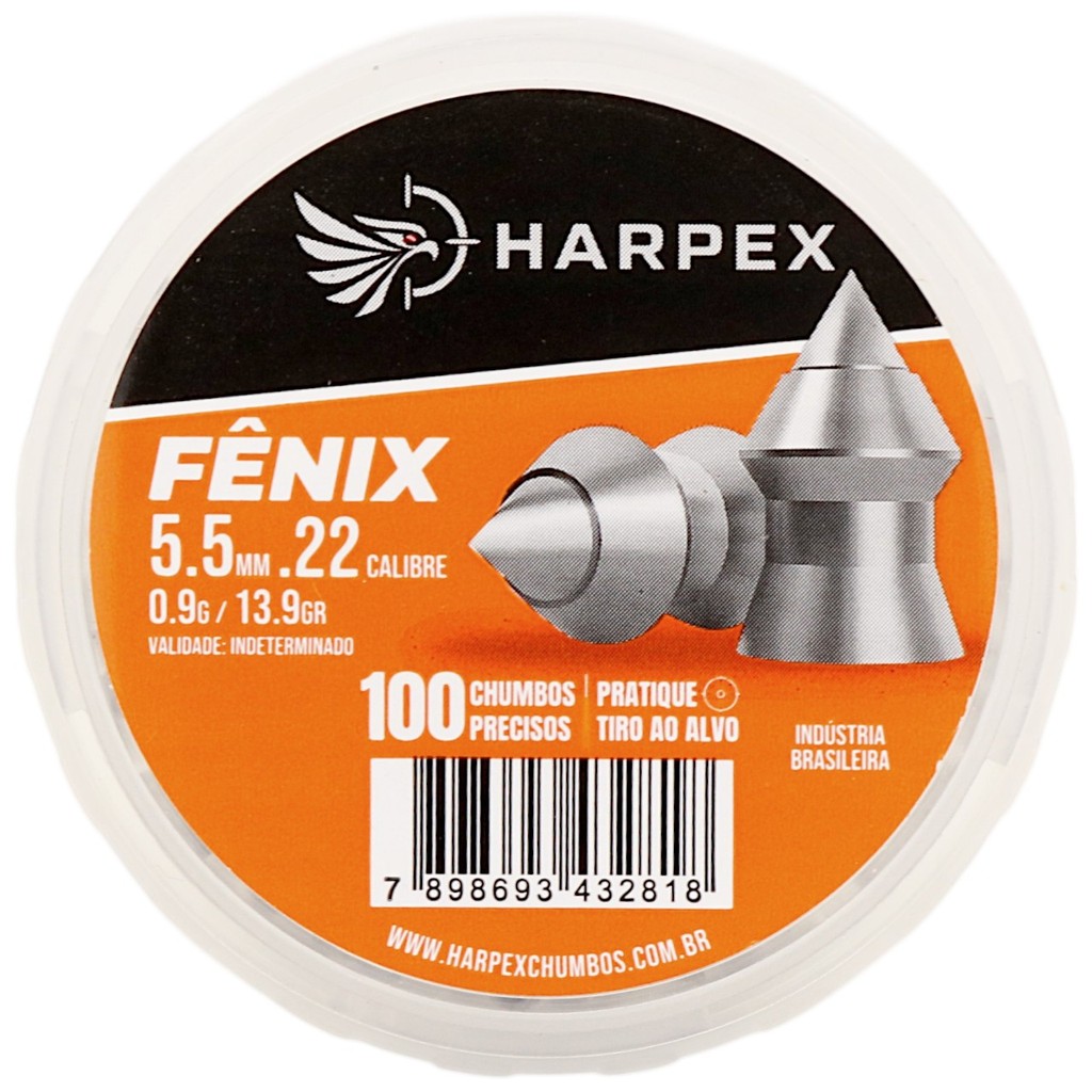 Chumbinho Harpex Fenix Perfuração 5.5mm (.22) - 100un