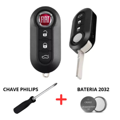 Chave Fiat Canivete Bravo 500 Punto Strada Siena Palio Carcaça Botões Brancos + Bateria + Chave Phillips em Oferta na Shopee