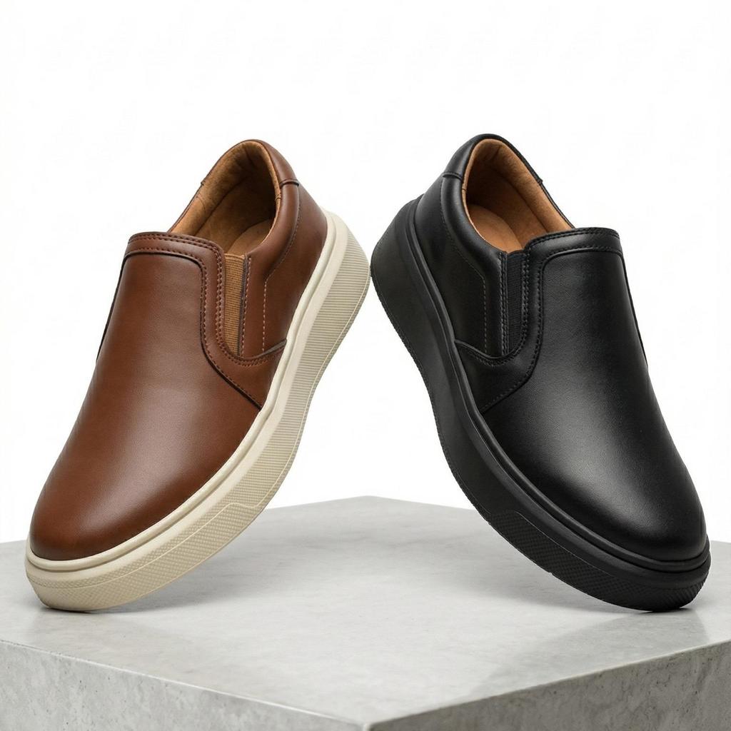 KIT 2 pares de iate 1 preto/preto 1 caputino sola alta slip on lançamento