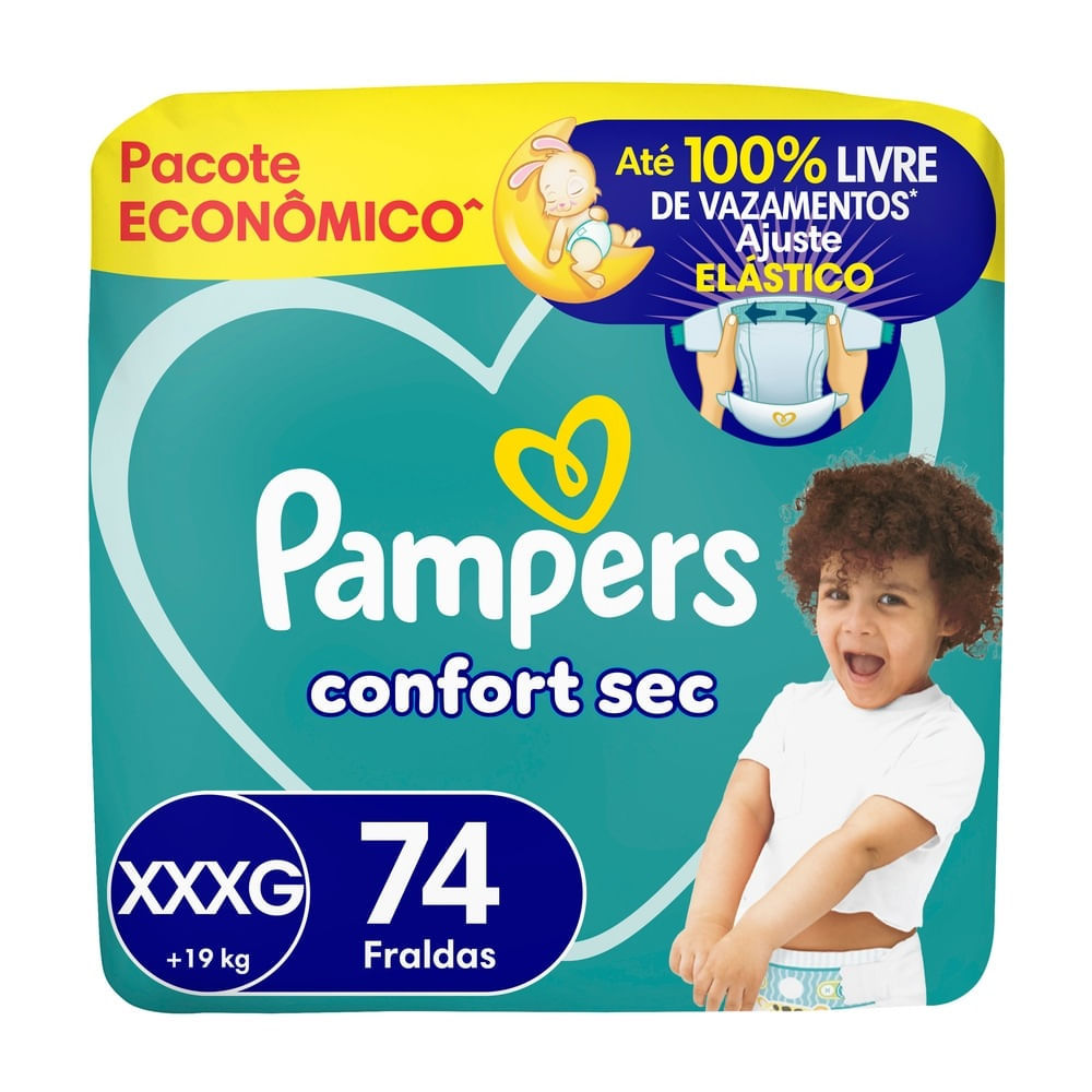 Fralda Pampers Confort Sec Tamanho XXXG 74 Fraldas