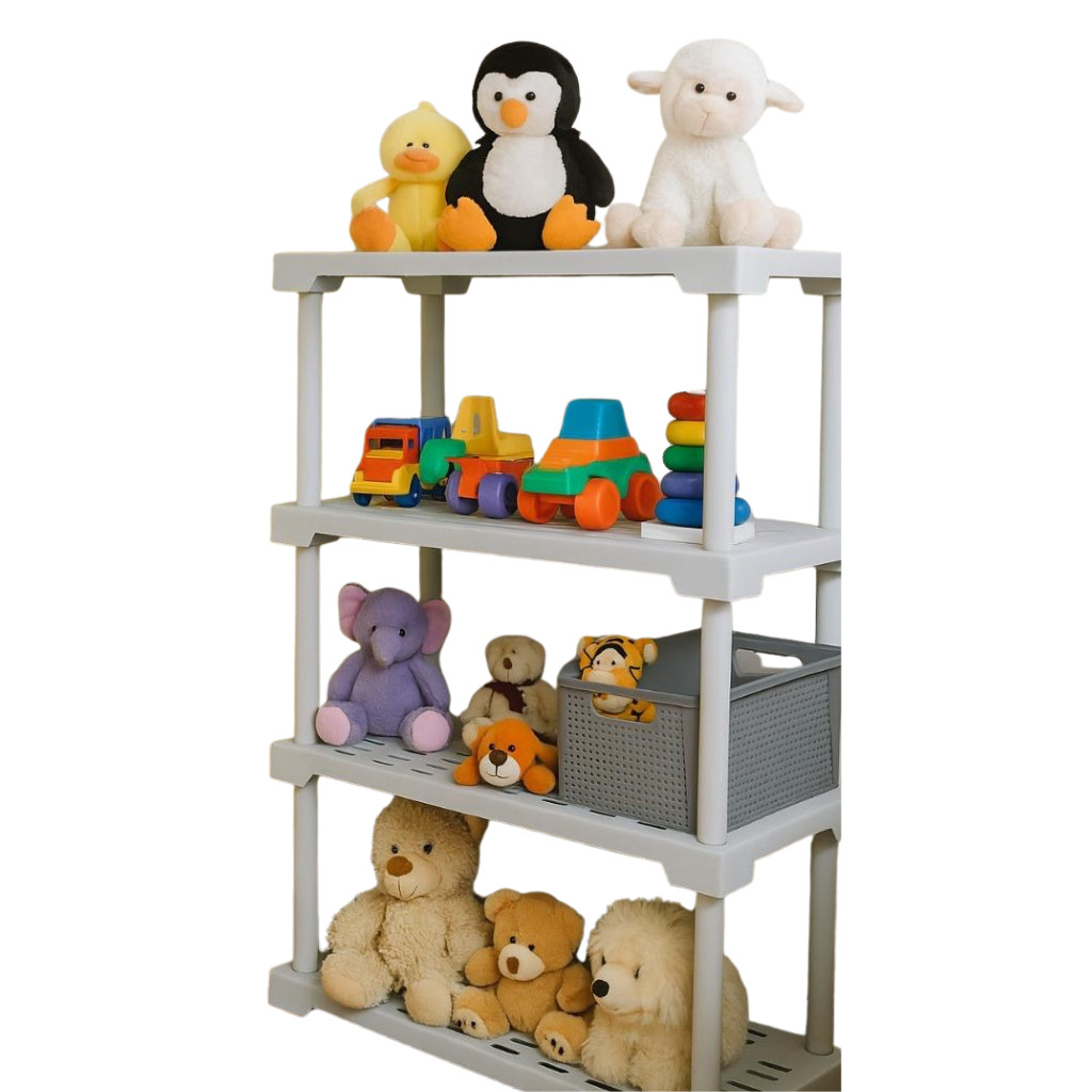 Estante Prateleira Modular Sapateira Multiuso 4 Andares 82x42x127cm Horiplast Com Pezinhos Branca Preta Suporta 100kg