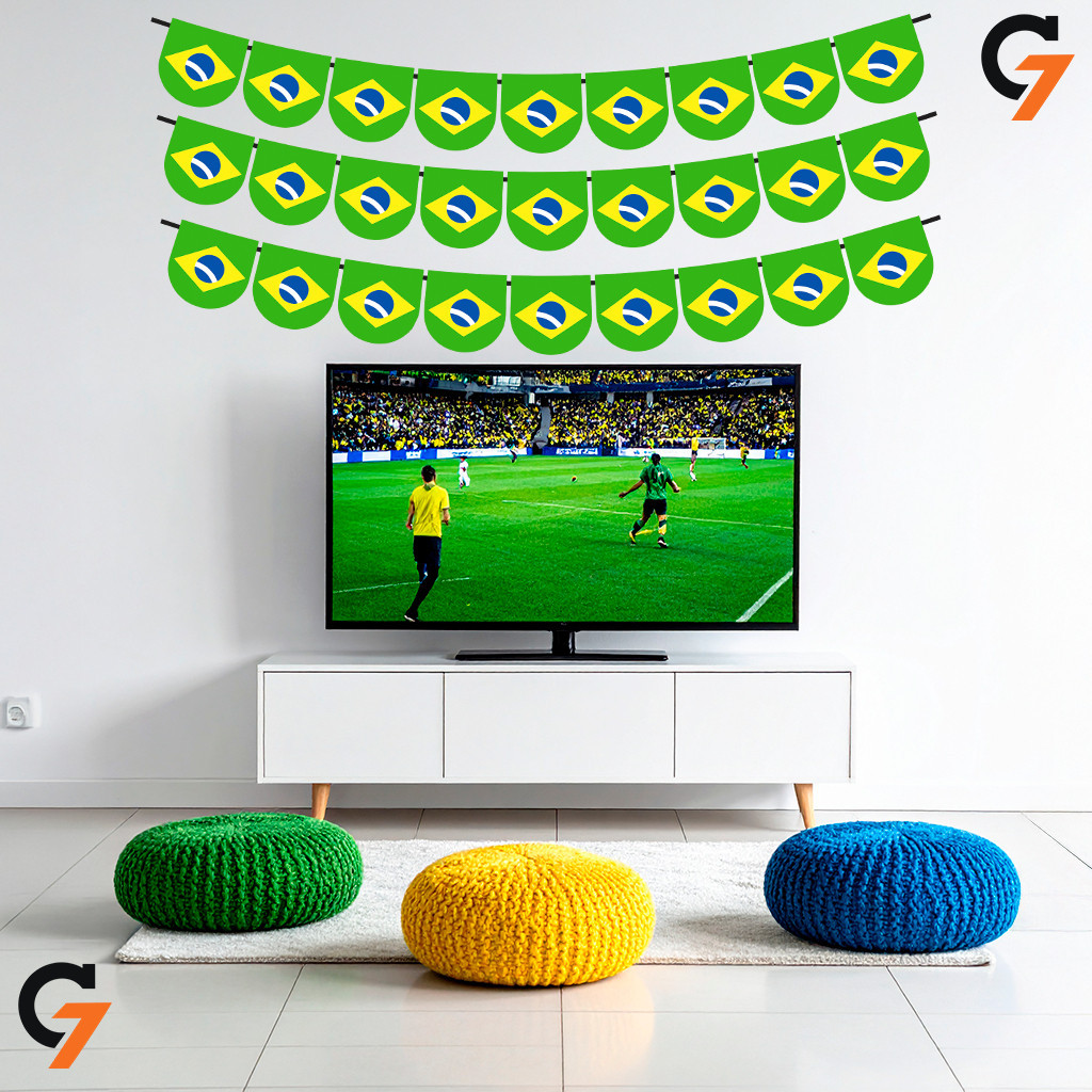 Adesivo de Parede Para Lojas Bandeirinhas Brasil Decorativo Copa Autocolante Para Vitrines Bares