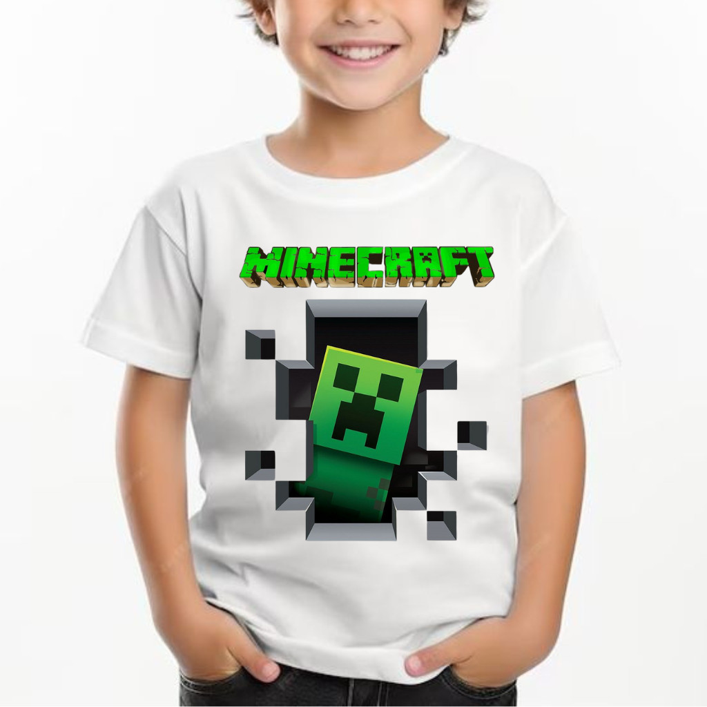 Camiseta Infantil JUuvenil Unissex Gamer Minecraft Jogos Para Meninos E Meninas Mine Varios Modelos Envio Rapido!