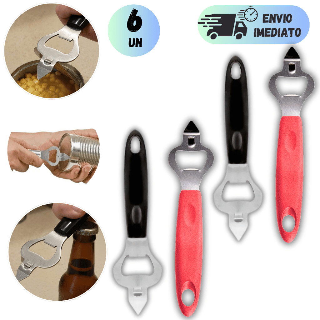Kit 2 A 6 Abridor De Garrafa Em Inox Bebida Lata Bar Cozinha Restaurante Churrasco