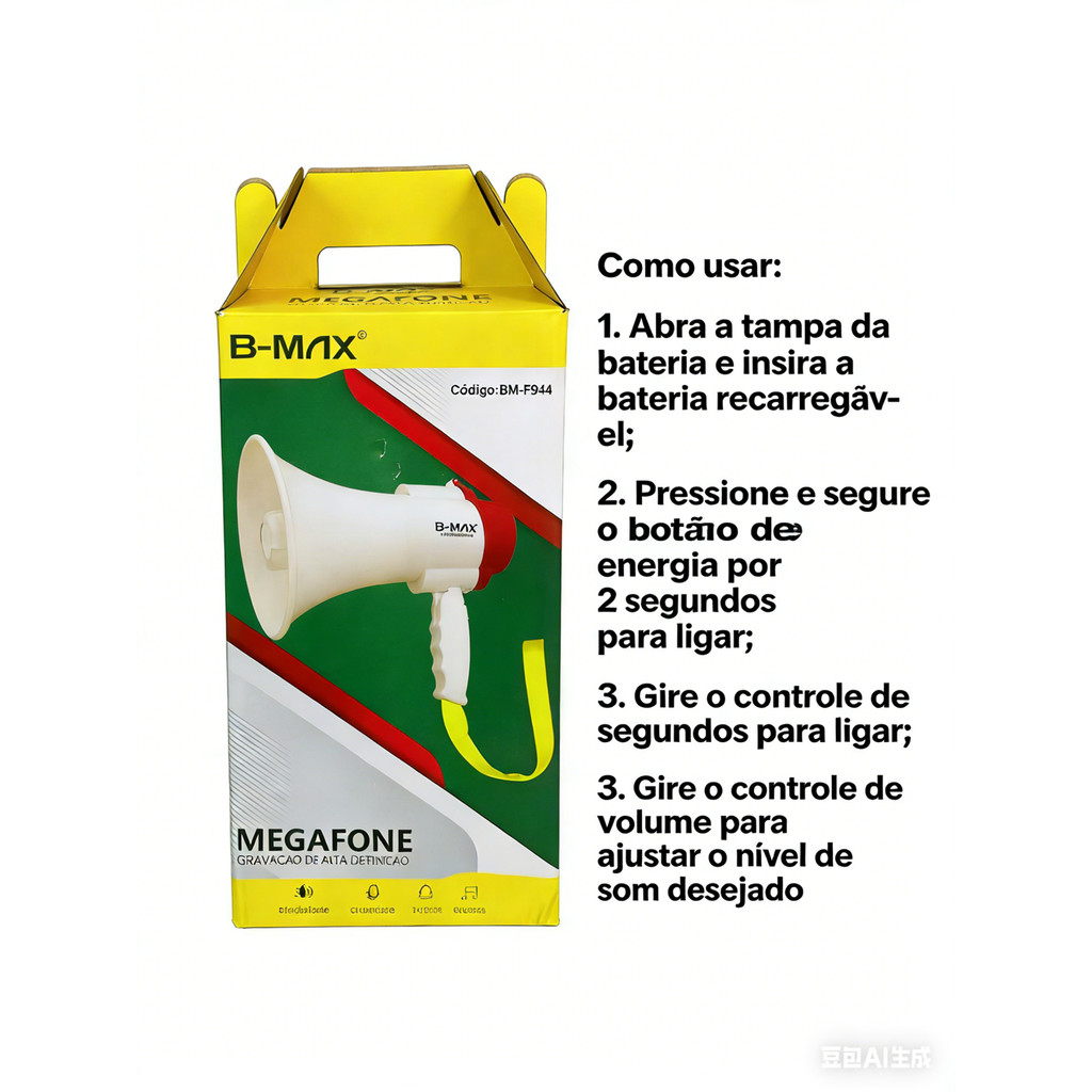 Megafone Altavoz B-MAX BM-F944 Grava E Reproduz Som Potente