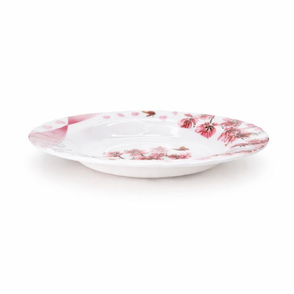 Kit 2 Pratos Melamina Branco Floral Resistente