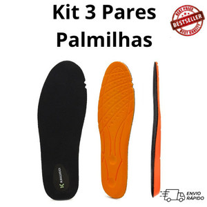Kit com 3 Palmilha Ortopédica Fina Anatômica de Gel Macia Confortável Ortopédica Anti Impacto Para Tênis e Botas