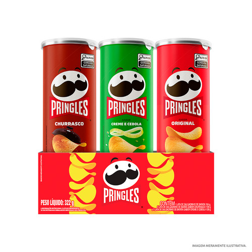 Combo Batata Pringles Promo Pack 3 Sabores - Original, Creme e Cebola e Churrasco em Oferta na Shopee