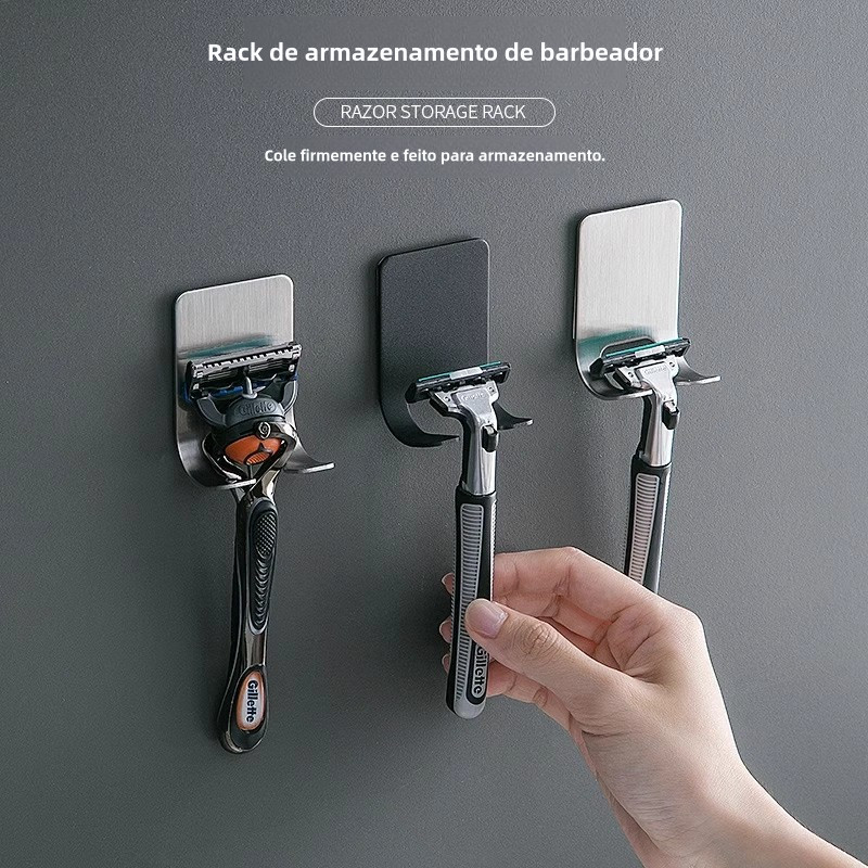 1/2/3 Suporte Multiuso Para Aparelho De Barbear Lamina Gilete Aço Inox Sem Furo