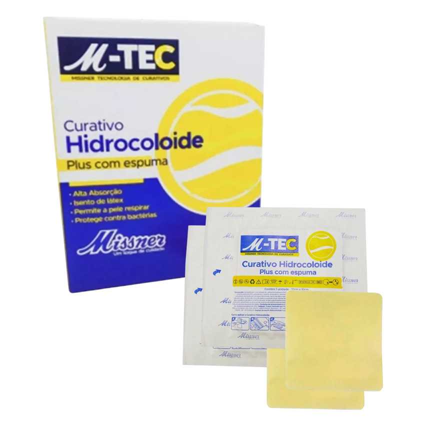 KIT C/2 Curativo Hidrocoloide C/ Espuma M-tec 10x10 Missner