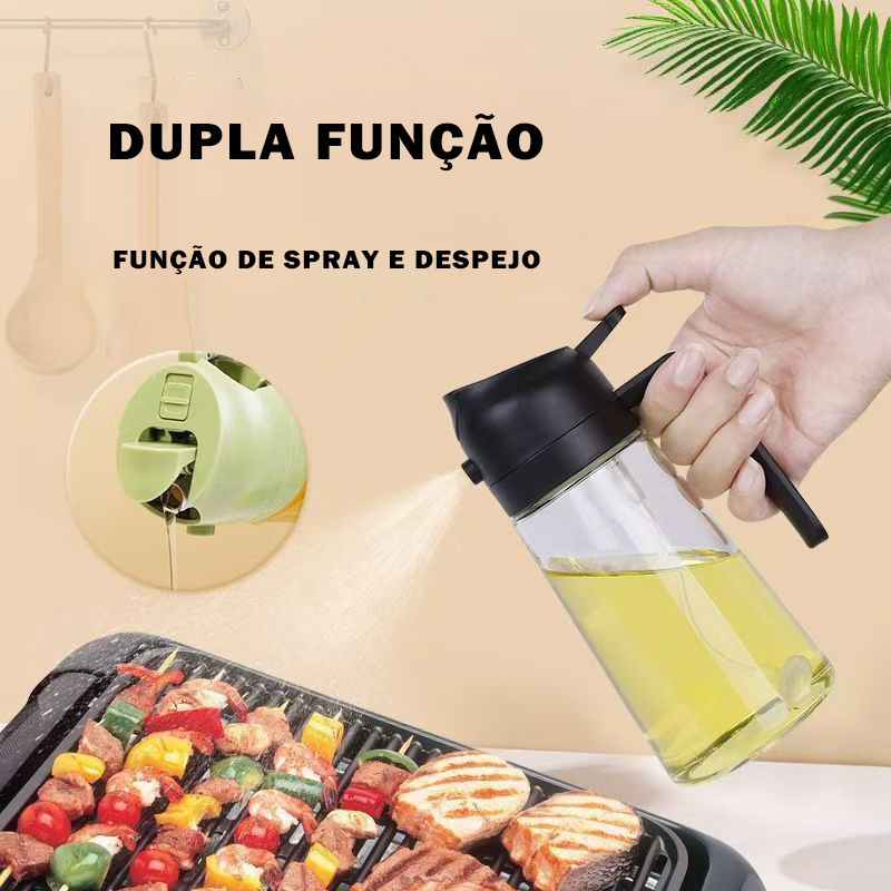 Porta Azeite e Vinagre em Vidro com Spray | Azeiteiro e Galheteiro