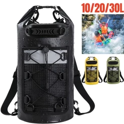 Mochila Impermeável Saco Estanque 10L/20L/30L Resistente À Água Com Faixa Refletiva Para Praia E Camping