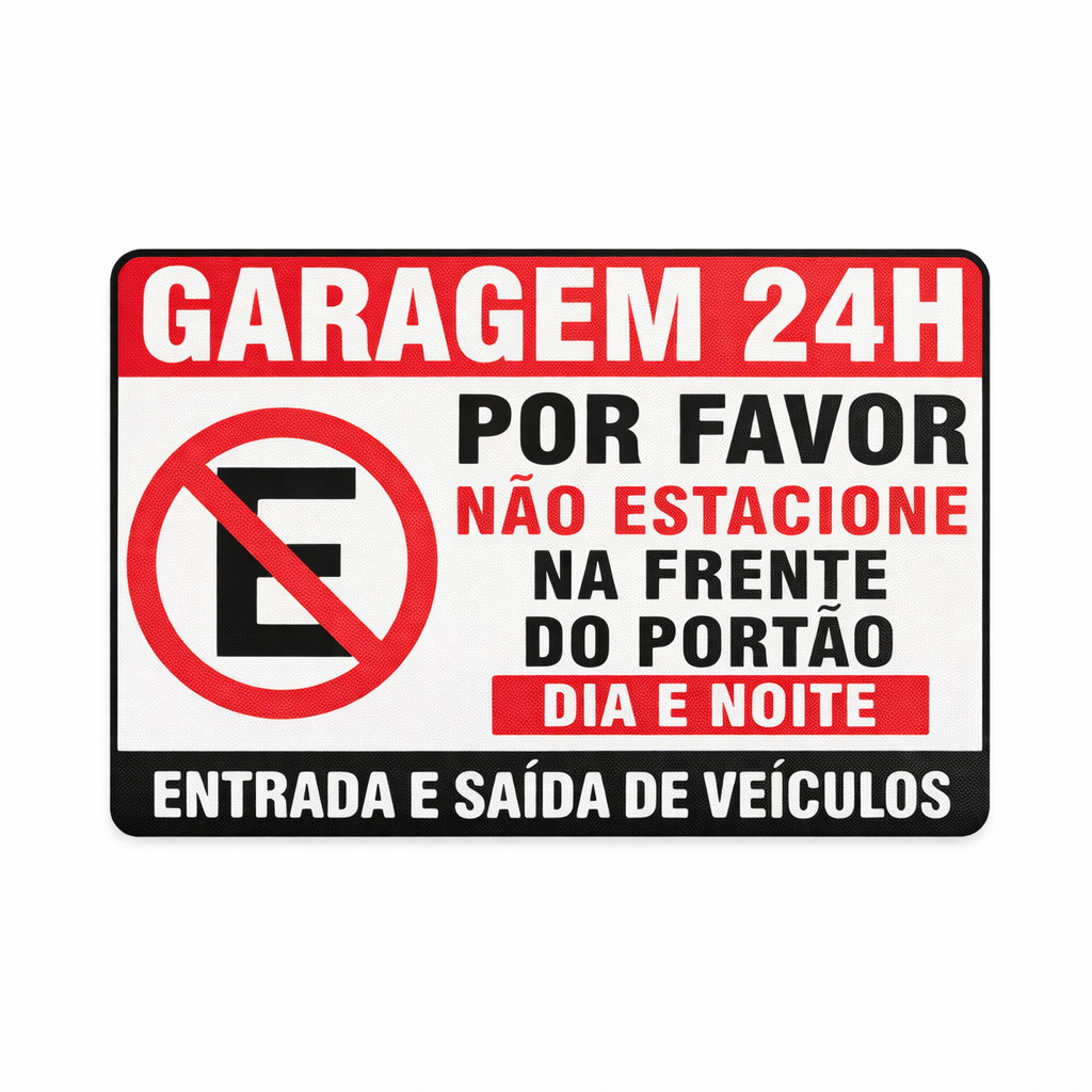 Placa Proibido Estacionar Garagem 24h Não Estacione Frente ao Portão Residencial e Comercial em Oferta na Shopee
