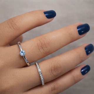 Conjunto de Anéis Femininos em Aço Inox 316L Solitário Ponto de Luz + Anel com Pedrinhas Brilhantes em Oferta na Shopee