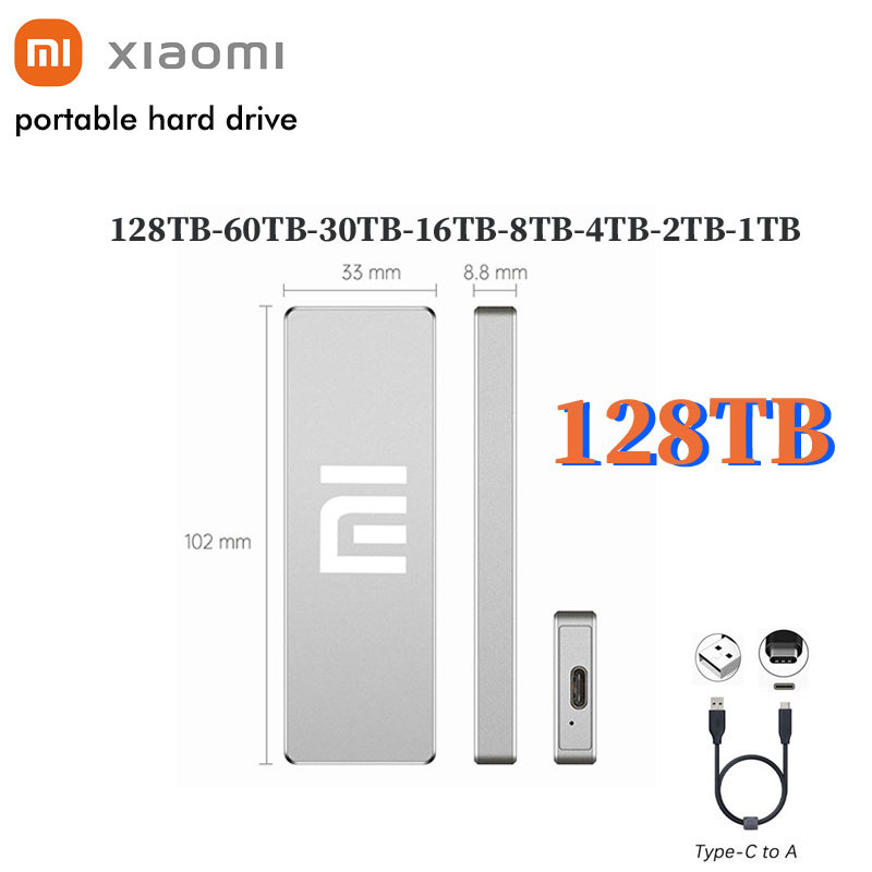 MI Disco rígido externo hd 128tb 60tb ssd portátil 16tb 8tb 4tb usb 3.1 tipo-c interface 1tb 2tb  externo hd