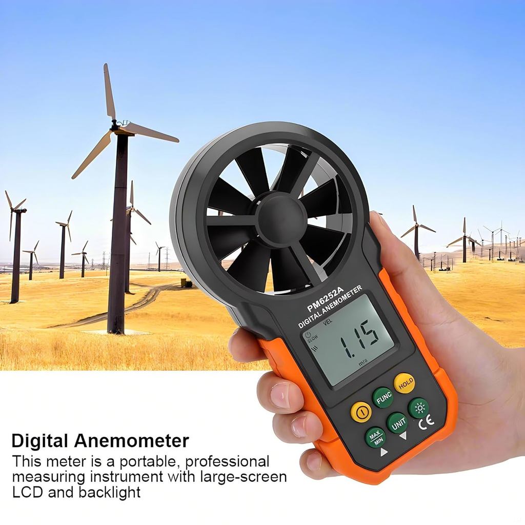 Um Conjunto De Anemômetro Digital PEAKMETER PM6252A/B , Medidor Portátil De Velocidade Do Vento E Instrumento De Medição