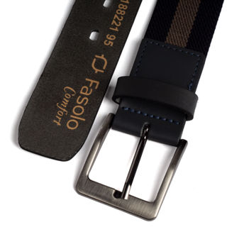 Cinto Masculino Elastico Com Ponteira De Couro Fasolo G188221 Azul Marinho em Oferta na Shopee