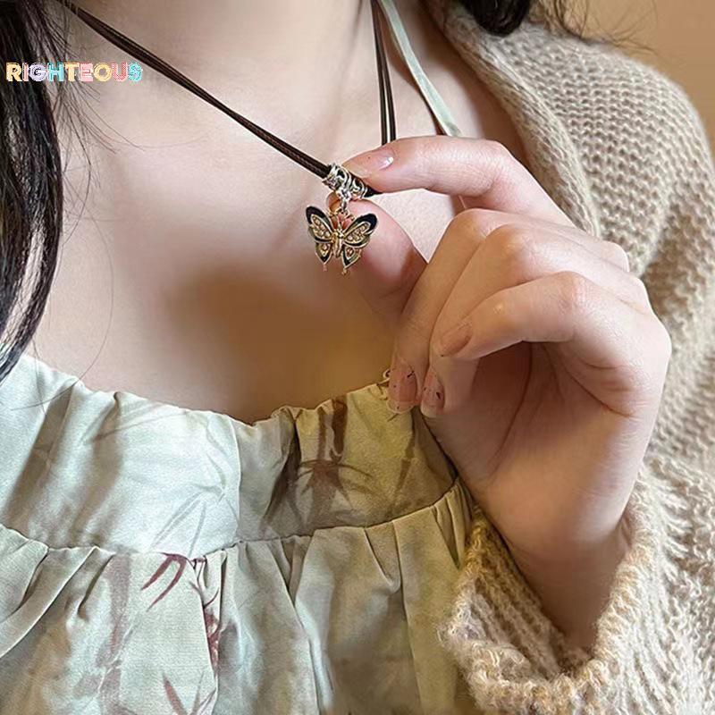 Rightrous Estilo Chinês Moda Retro Corda Nelace Flor Lua Segurança Lo Pingente Para Mulheres Jóias Vintage Novo