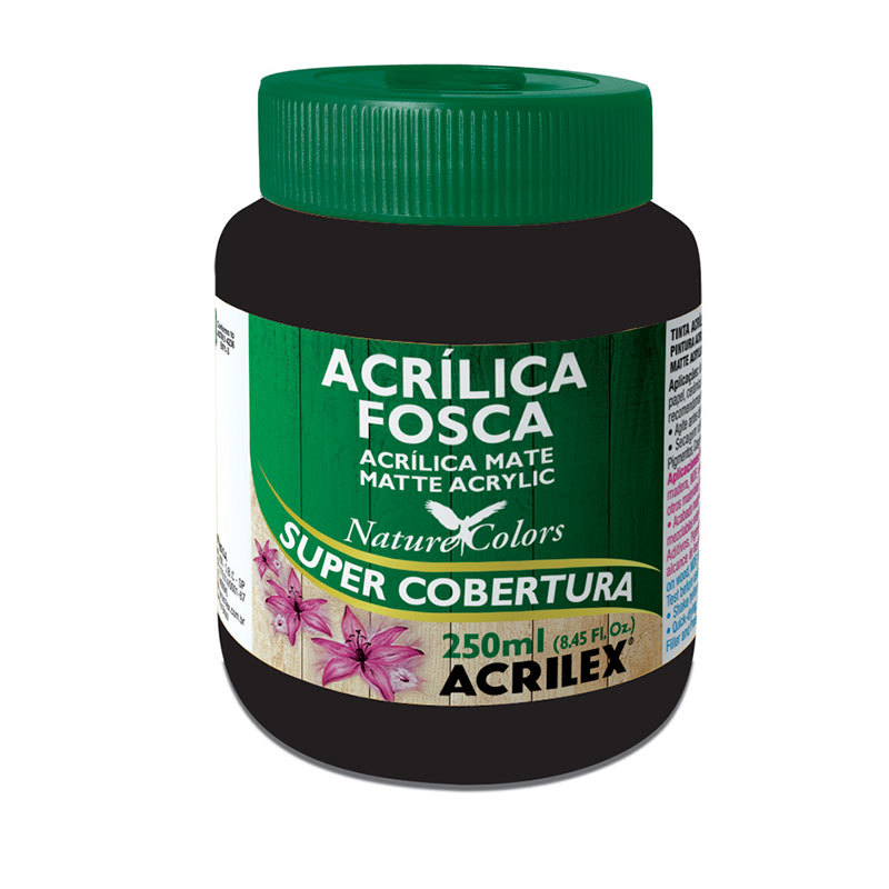 Tinta acrílica fosca Preta 250ml 520 Acrilex em Oferta na Shopee