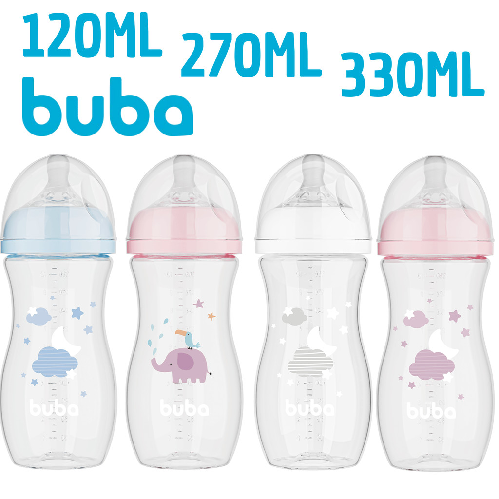 Mamadeira Anticólica Ultra Soft Buba Infantil Menino Menina Bico Macio Bebe 120 270 330ML Rosa Azul