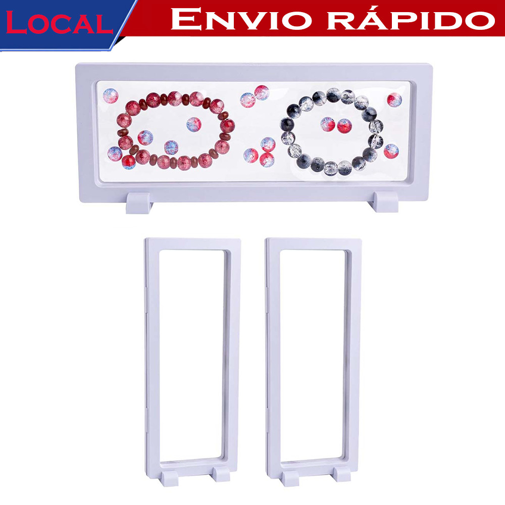 3 Peças Expositor de Armação Flutuante 3D Branco 23x9cm – Montagem em segundos, ideal para exibir patches