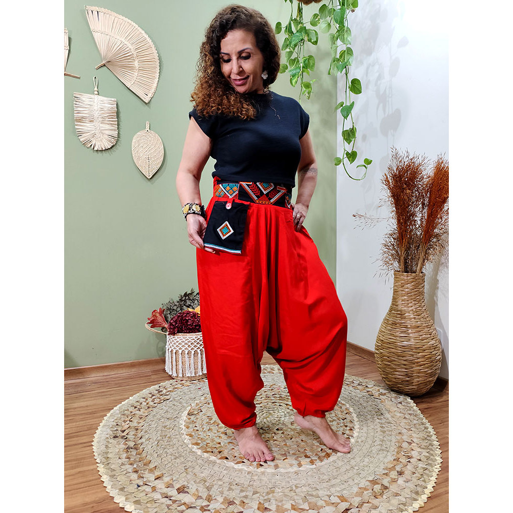 Calça Indiana Saruel Aladin Cartucheira Vermelha