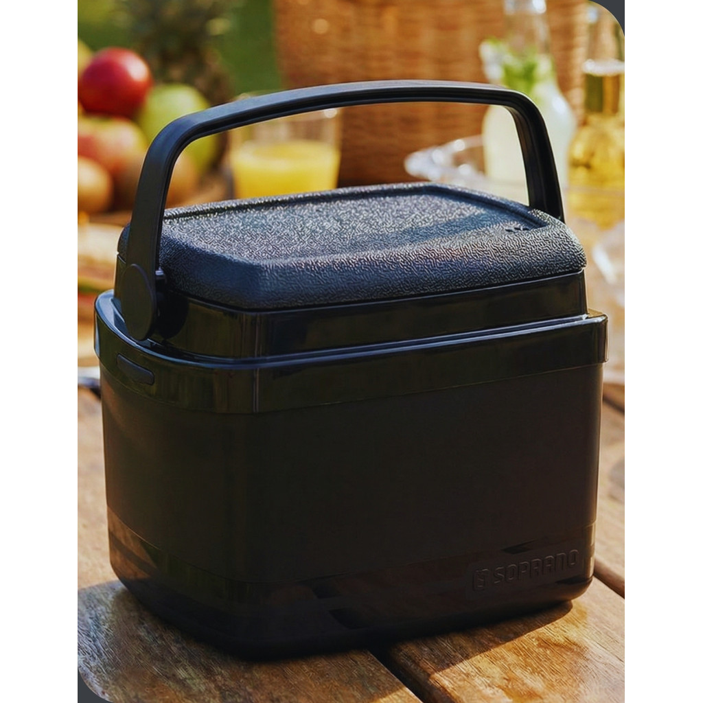 Caixa Térmica Soprano 5L Preta Cooler Portátil para Bebidas com Alça Pequena