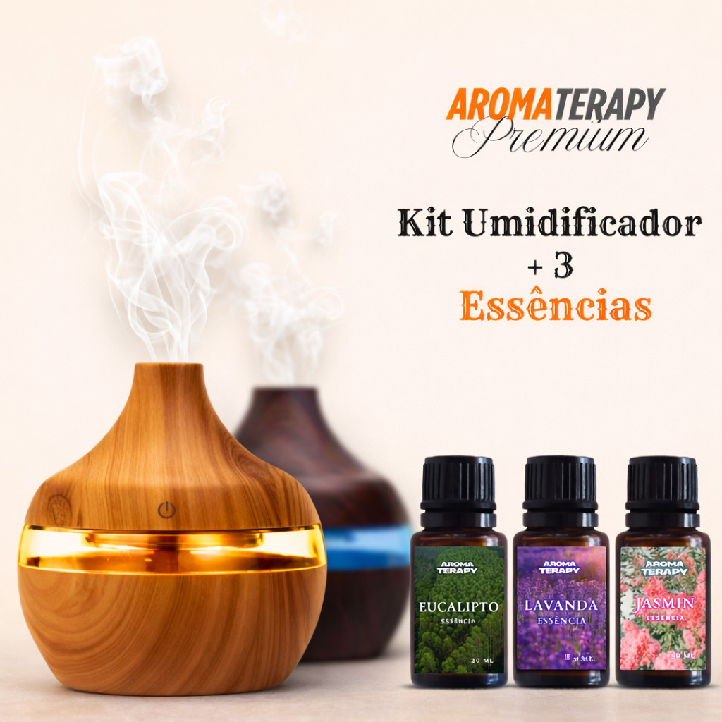 Imagem Umidificador De Ar +3 Essências E Difusor Aromatizador De Ambiente Eletrico Umidificador Usb Com Led