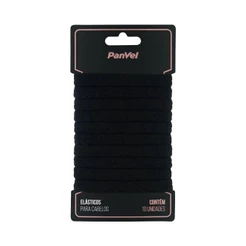 Elástico Para Cabelos Preto 10mm 10 Unidades Panvel Acessórios