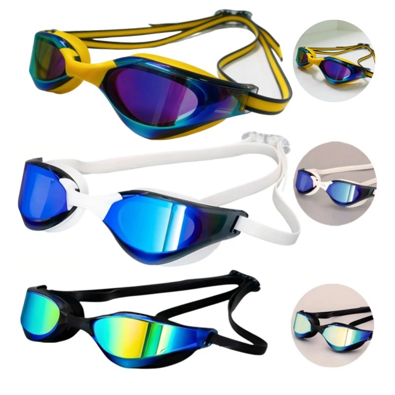 Óculos de natação para unissex óculos de natação HD espelhados antiembaçantes e anti-UV para adultos