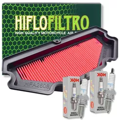 Kit Filtro de Ar + Velas Laser Iridium P/ Kawasaki Er-6N 13-16 / Er-6F 13-16 / Ninja 650 13-16 Hiflo