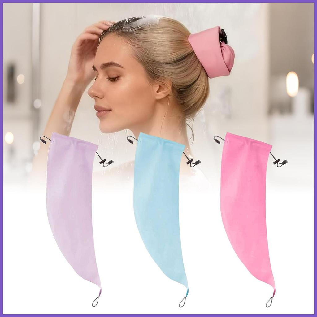 Faixa de Cabelo Impermeável, Lenço Ajustável 22x6 Polegadas, Touca de Banho, Rabo de Cavalo, Adequado para Mulheres