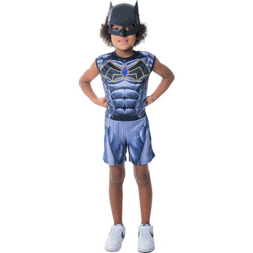 Kit Fantasia Infantil Batman Tamanho M Traje Completo Super Heroi Festa Diversao
