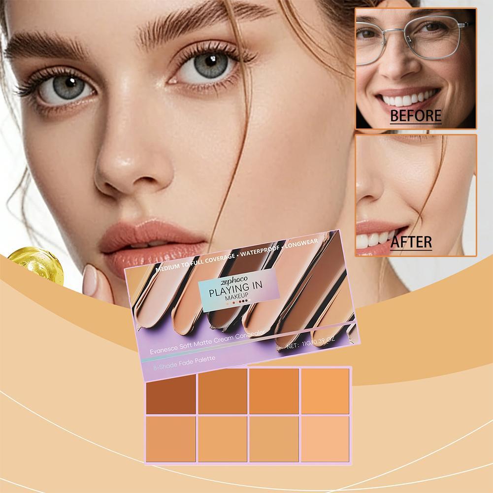 Paleta De Contorno Com Acabamento Fosco De 8 Cores Corretivo À Prova D'água De Longa Duração Maquiagem Diária Essencial em Oferta na Shopee