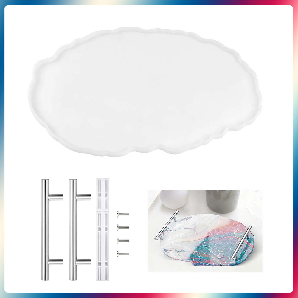 Kit Molde de resina de silicone para bandeja oval molde para alça decoração para casa molde para bandeja DIY