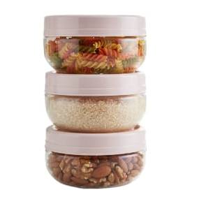 Kit 6 Pote Organizador Rosa Gire e Trave 220ml Plasútil em Oferta na Shopee