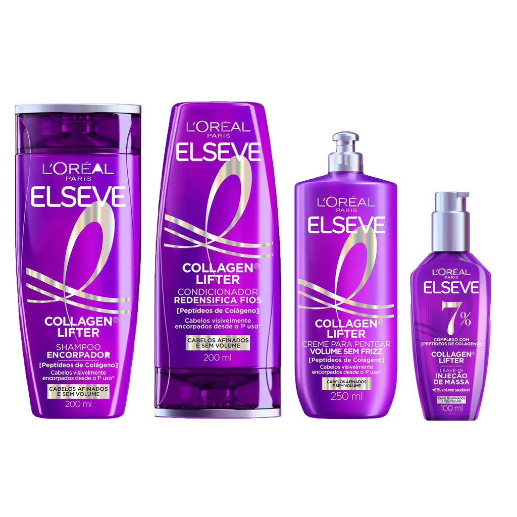 SHAMPOO + COND + CR PENTEAR + SÉRUM ELSEVE COLÁGENO LIFTER